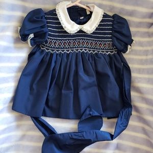 Vintage Navy blue smocked dress
